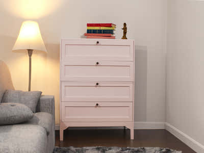 Lonna Steel 4-Drawer Tallboy - Pink