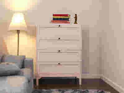Lonna Steel 4-Drawer Tallboy - Pink