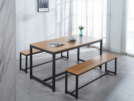 Wooden Dining Bench with Metal Legs - 140 cm