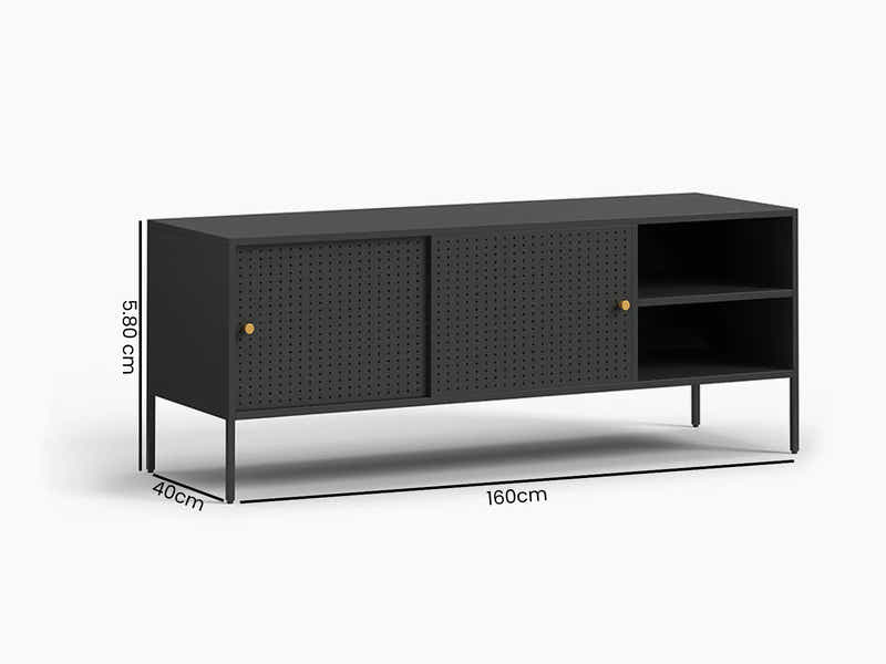 Lonna Steel Entertainment Unit Black - 160 cm