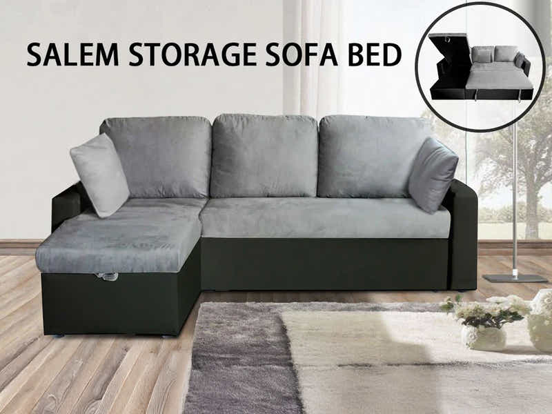 Salem Pull Out Sofa Bed with Storage - Grey