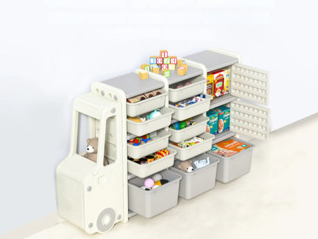 Car Shape Kids Toy Storage Shelf Set  2x2 White