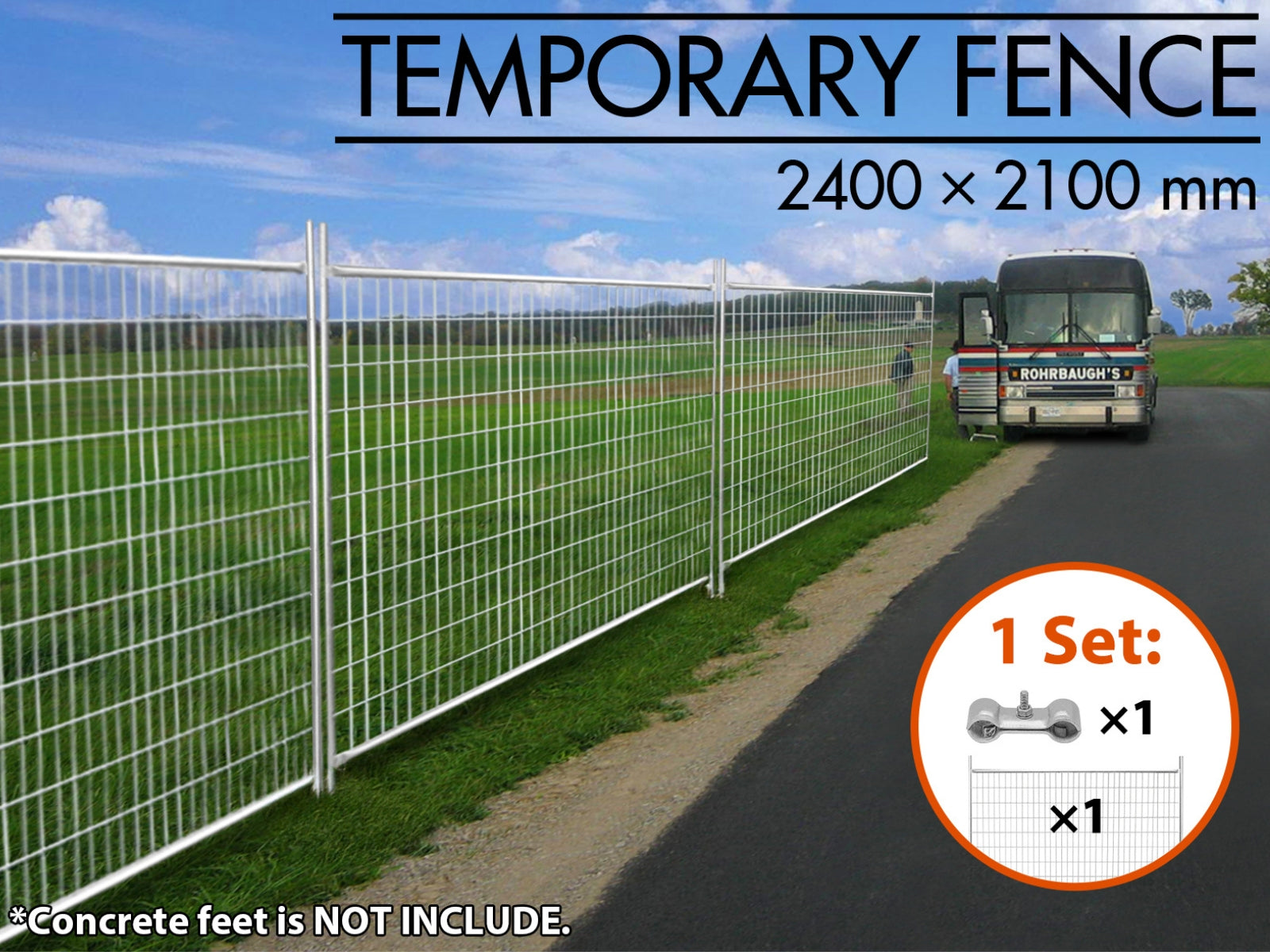 Temporary Fence Panel without Feet - 240 cm x 210 cm