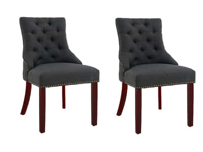 Nappi Linen Dining Chair Charcoal - Set of 2