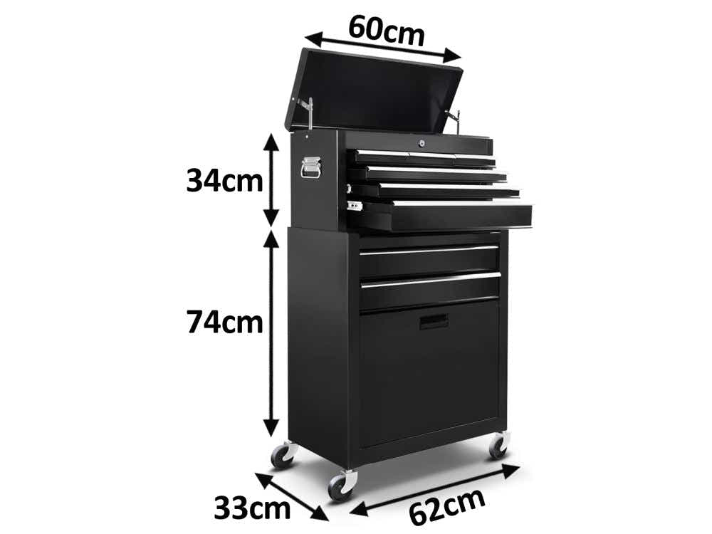 2-Drawer & 6-Drawer Tool Cabinet Combo - Black