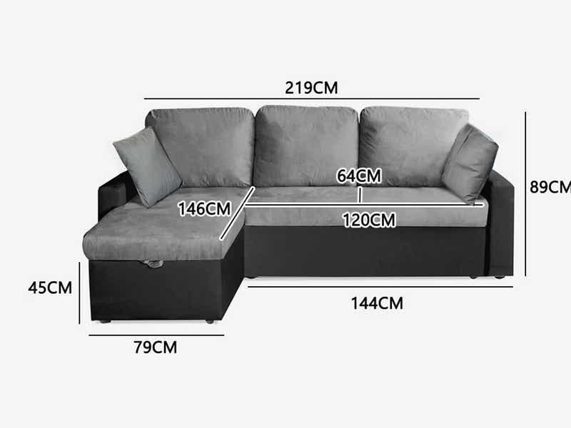 Salem Pull Out Sofa Bed with Storage - Grey