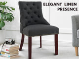 Nappi Linen Dining Chair Charcoal - Set of 2