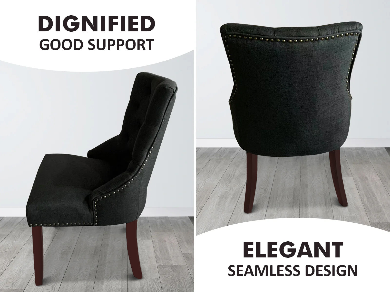 Nappi Linen Dining Chair Charcoal - Set of 2