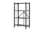 DS BS Foldable 4 Tier Kitchen Trolley Shelving Unit with Wheels