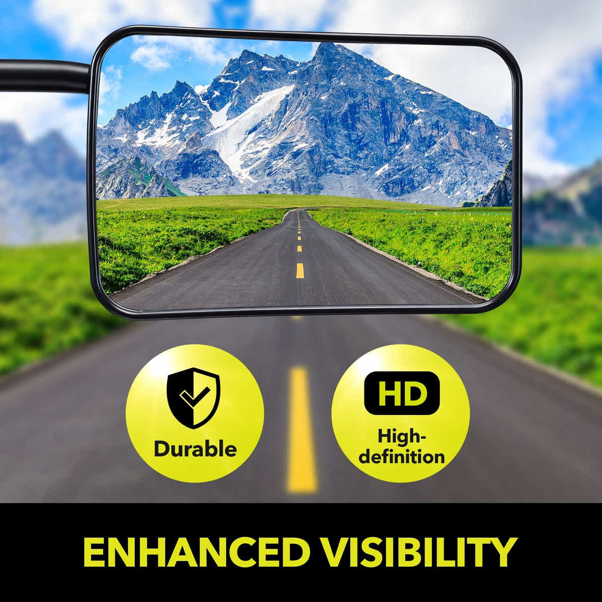 DS BD 2 Towing Mirrors Caravan Car Safety Convex Flat Mirror Clipon Side 4X4