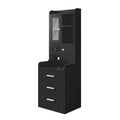 DS BD Bedside Table Bookshelf LED Nightstand Lamp Wooden Shelf Charging Station