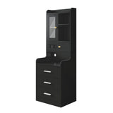 DS BD Bedside Table Bookshelf LED Nightstand Lamp Wooden Shelf Charging Station