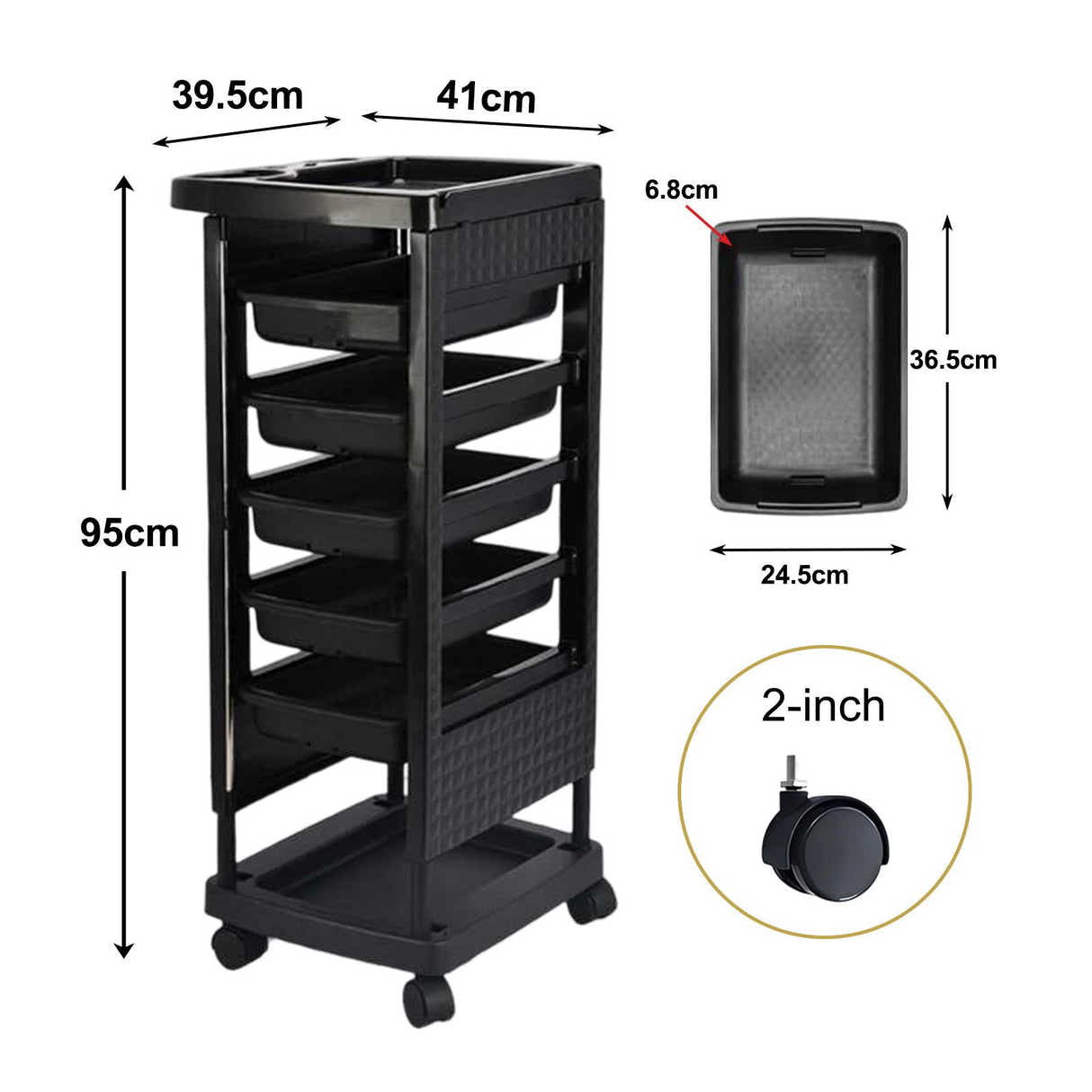 DS BD 6 Tier Hair Salon Trolley Spa Beauty Parlor Hairdressing Tool Rolling