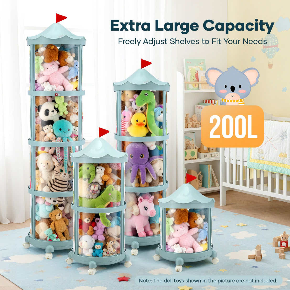 DS BD Kids Toys Storage Tube Box Stuffed Animal Zoo Plush Soft Doll Stuffies