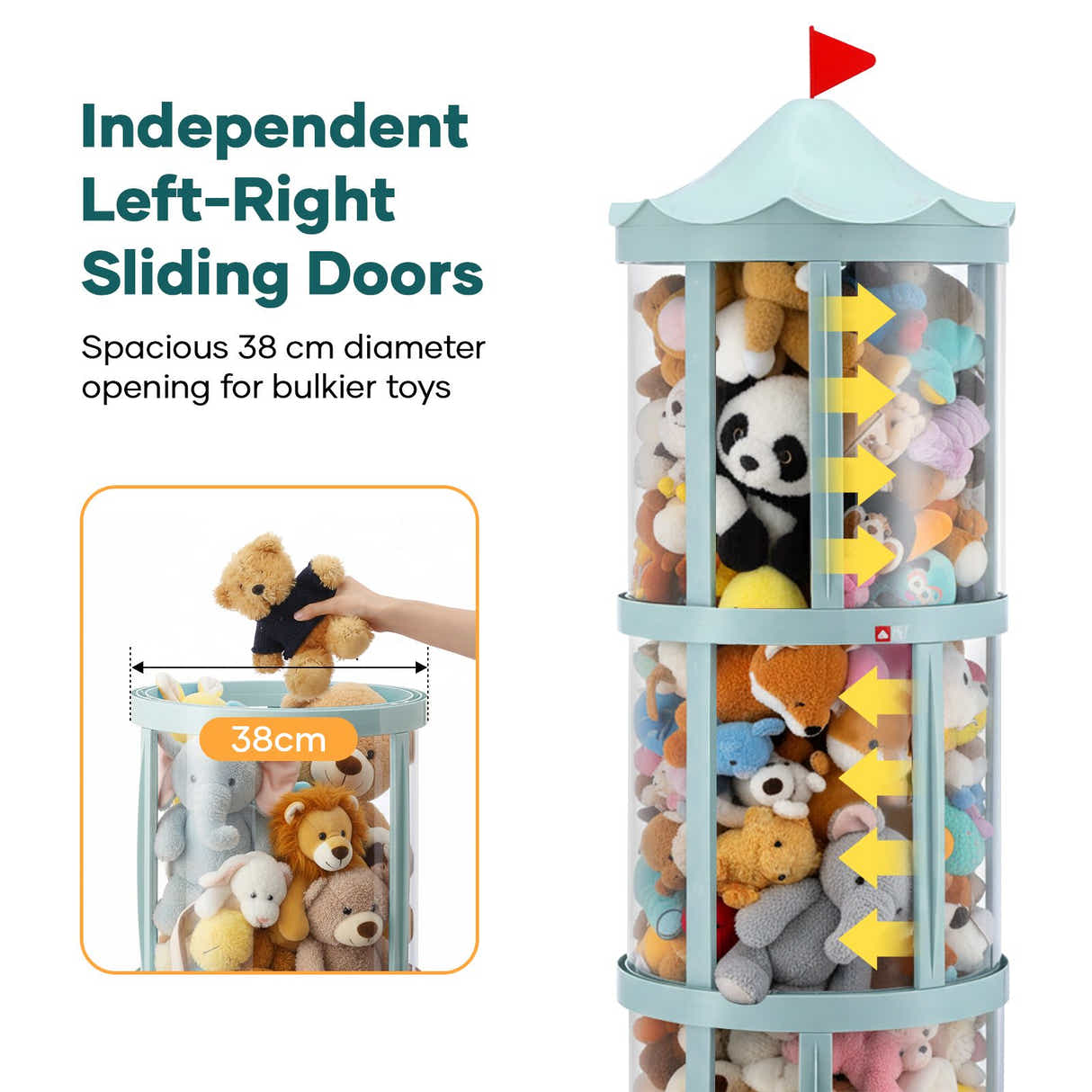 DS BD Kids Toys Storage Tube Box Stuffed Animal Zoo Plush Soft Doll Stuffies