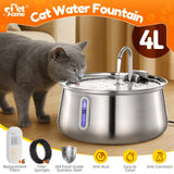 DS BD Automatic Cat Water Fountain Stainless Steel Electric LED Pet Dog Feeder
