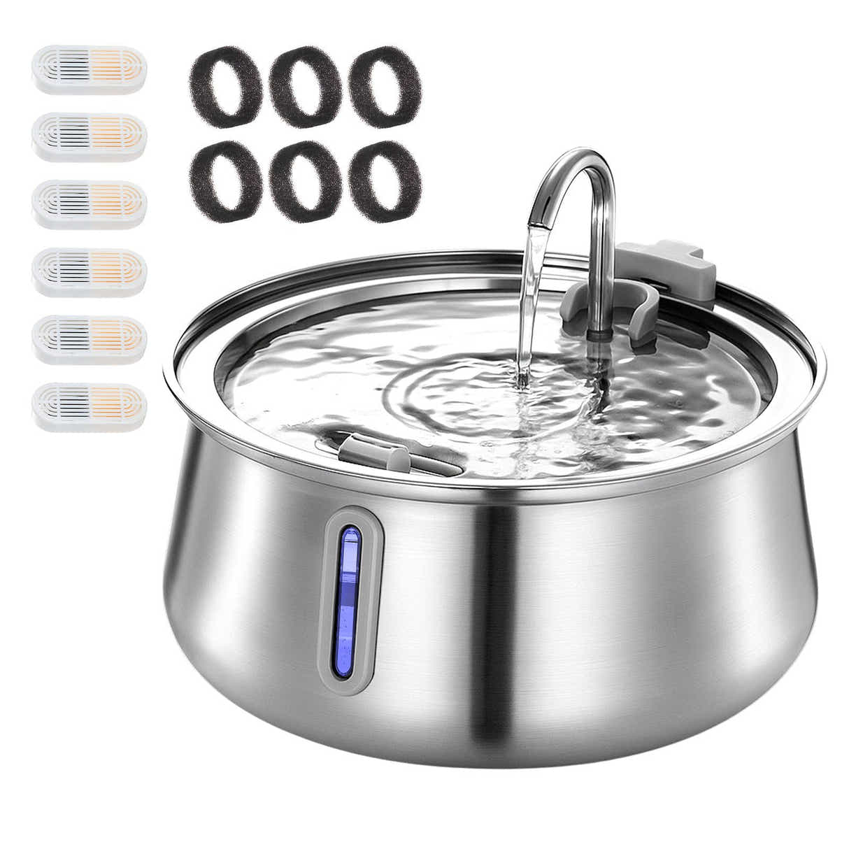 DS BD Automatic Cat Water Fountain Stainless Steel Electric LED Pet Dog Feeder