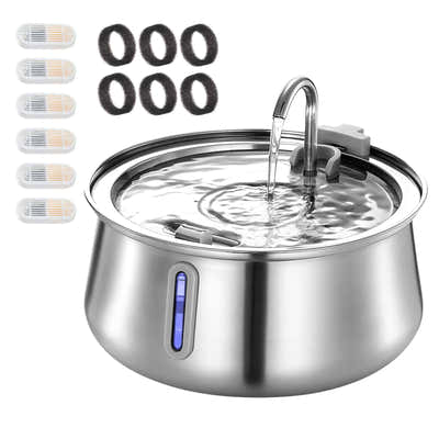 DS BD Automatic Cat Water Fountain Stainless Steel Electric LED Pet Dog Feeder