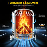 DS BD Wood Burning Stove Fire Pit Smokeless Fireplace Stainless Steel Tabletop