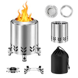 DS BD Wood Burning Stove Fire Pit Smokeless Fireplace Stainless Steel Tabletop