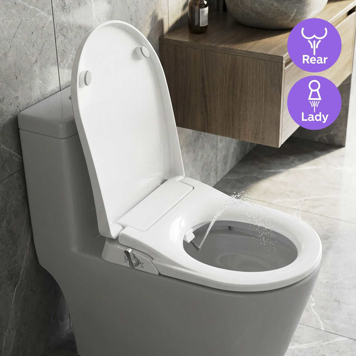 DS BD Non Electric Bidet Toilet Seat WaterMark Certified D Shape Dual Nozzle