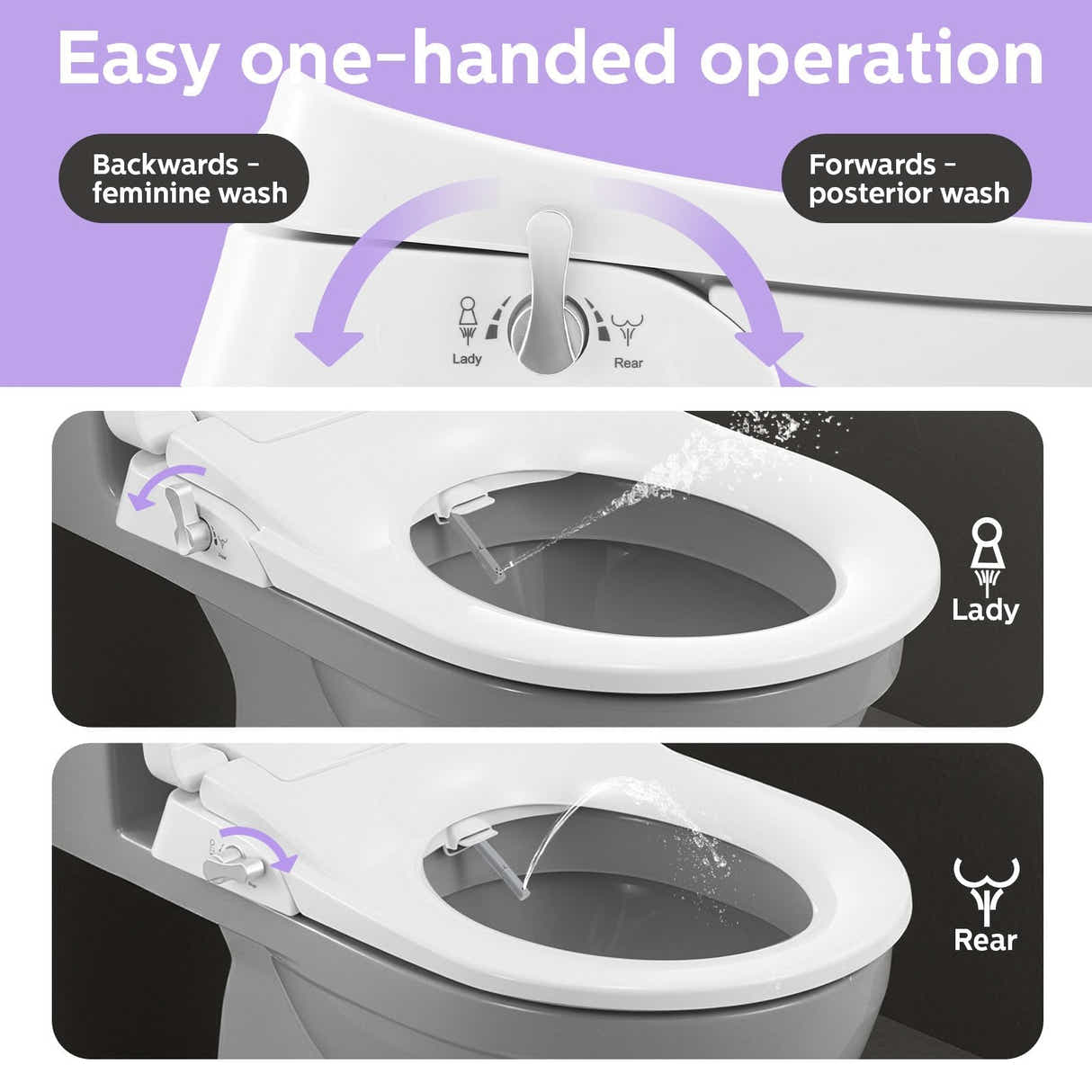 DS BD Non Electric Bidet Toilet Seat WaterMark Certified D Shape Dual Nozzle