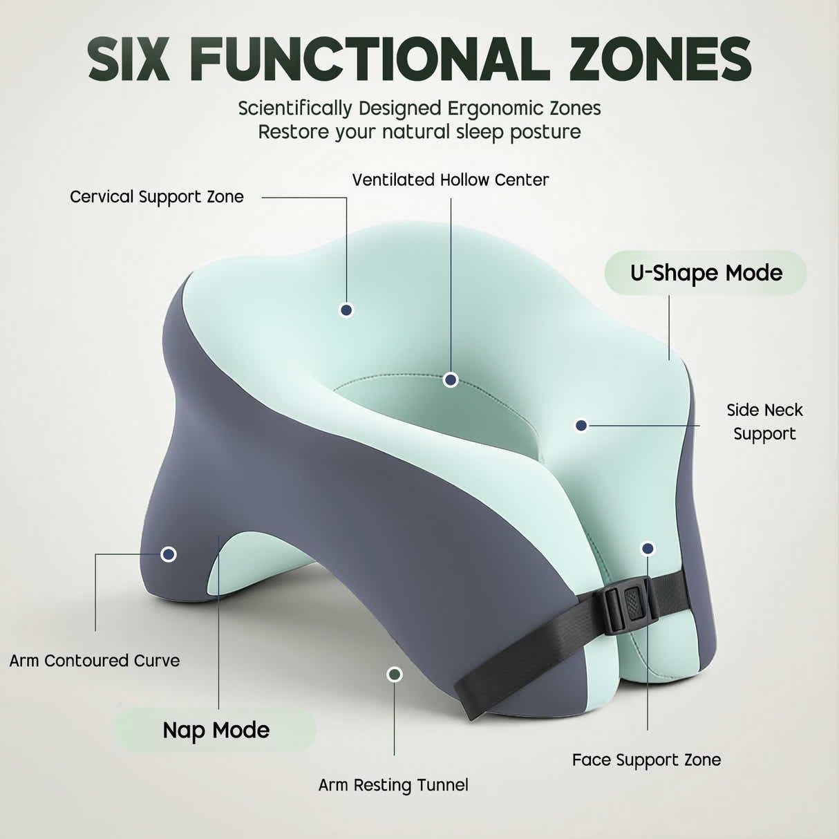 DS BD U Shape Memory Foam Neck Pillow Travel Nap 360Degree Head Support