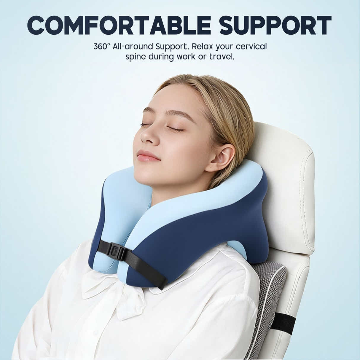 DS BD U Shape Neck Nap Pillow Travel Memory Foam 360-Degree Head Support