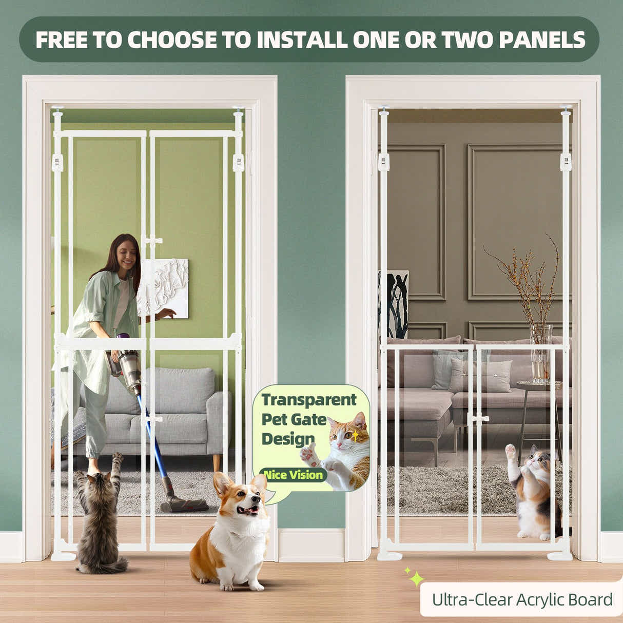 DS BD Retractable Safety Gate Pet Dog Cat Extra Tall Invisible Fence Enclosure