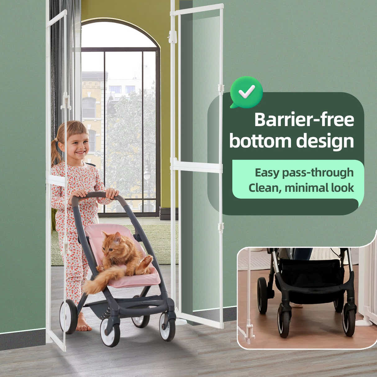 DS BD Retractable Safety Gate Pet Dog Cat Extra Tall Invisible Fence Enclosure
