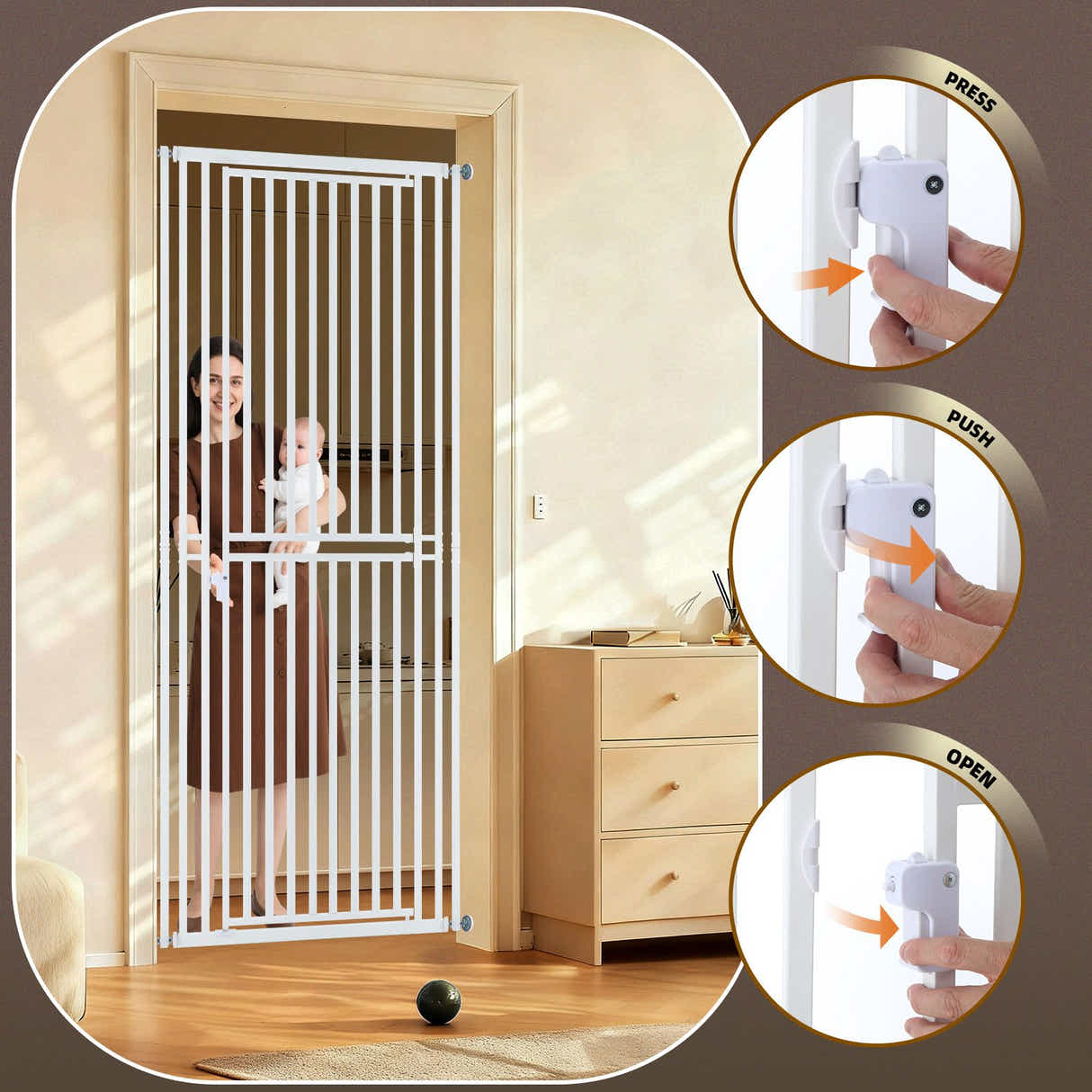 DS BD 200cm Tall Safety Gate Pet Dog Cat Fence Enclosure Barrier Safe Guard