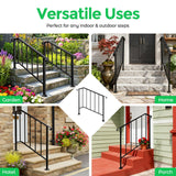 DS BD Stair Handrail Railings 3-4 Steps Black Metal Safety Guard Hand Rails