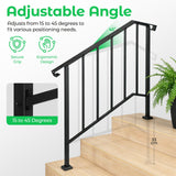 DS BD Stair Handrail Railings 3-4 Steps Black Metal Safety Guard Hand Rails