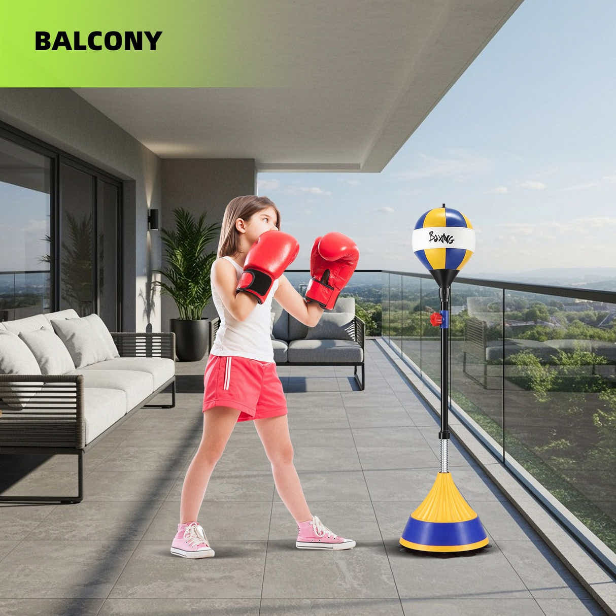 DS BD Punching Bag Reflex Speed Ball Height Stand Boxing Gloves Pump Set Kids