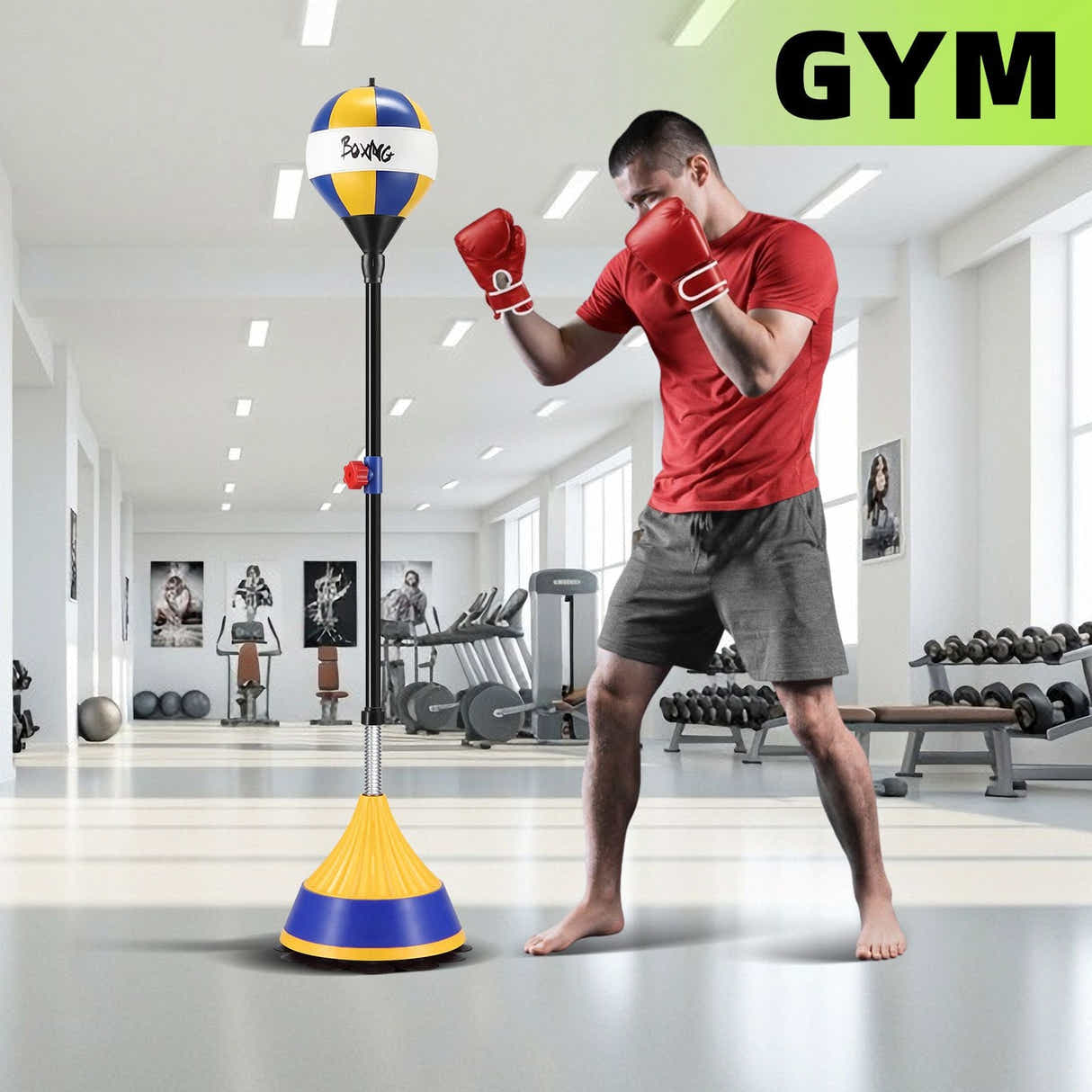 DS BD Punching Bag Reflex Speed Ball Height Stand Boxing Gloves Pump Set Kids