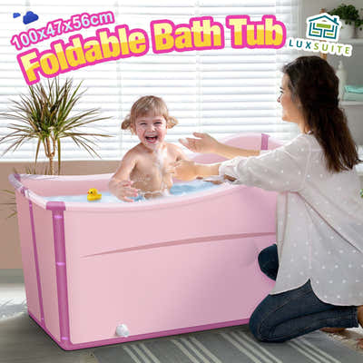 DS BD Large Foldable Bath Tub Bathroom Soaking Freestanding Plastic Collapsible