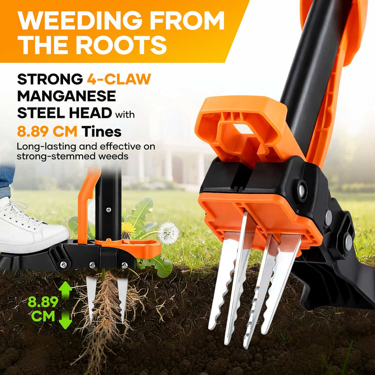 DS BD 4 Claw Stand Up Weeder Puller Garden Weeding Hand Tool Lawn Weed Remover