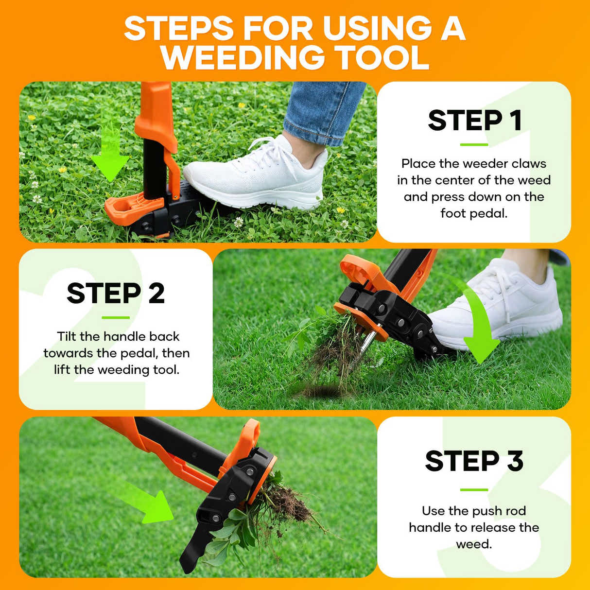 DS BD 4 Claw Stand Up Weeder Puller Garden Weeding Hand Tool Lawn Weed Remover