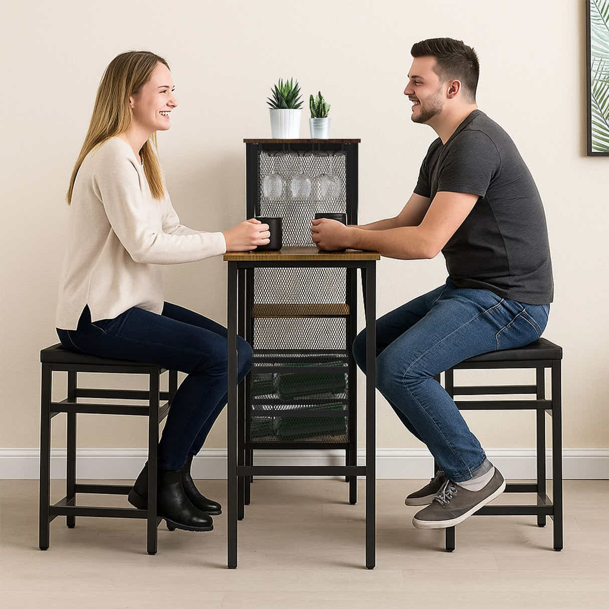 DS BD Bar Table & Stools Set Dining Desk Kitchen Chairs Cafe Pub For Home Cafe