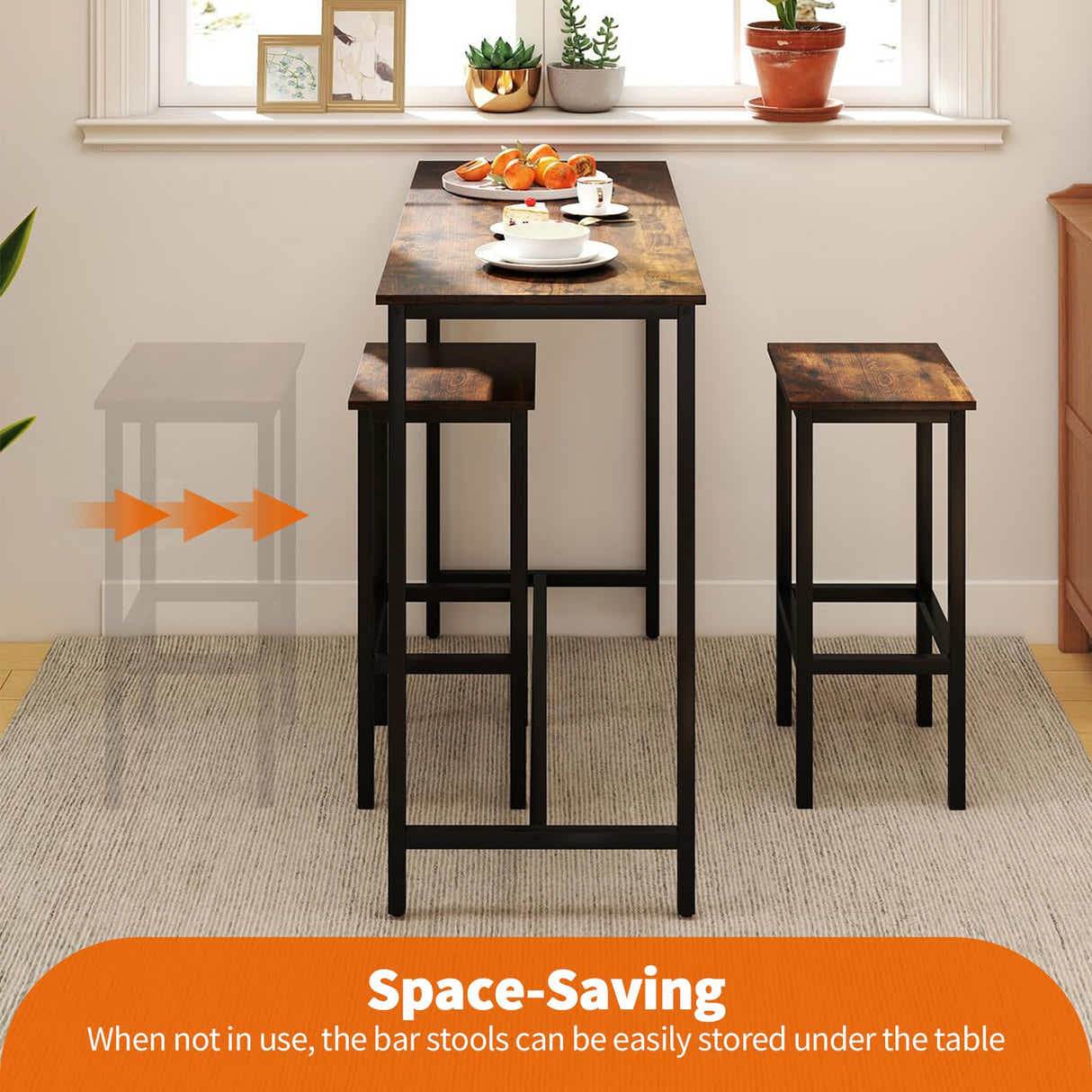 DS BD Bar Table & Stools Set Dining Desk Kitchen Chairs For Home Cafe bar