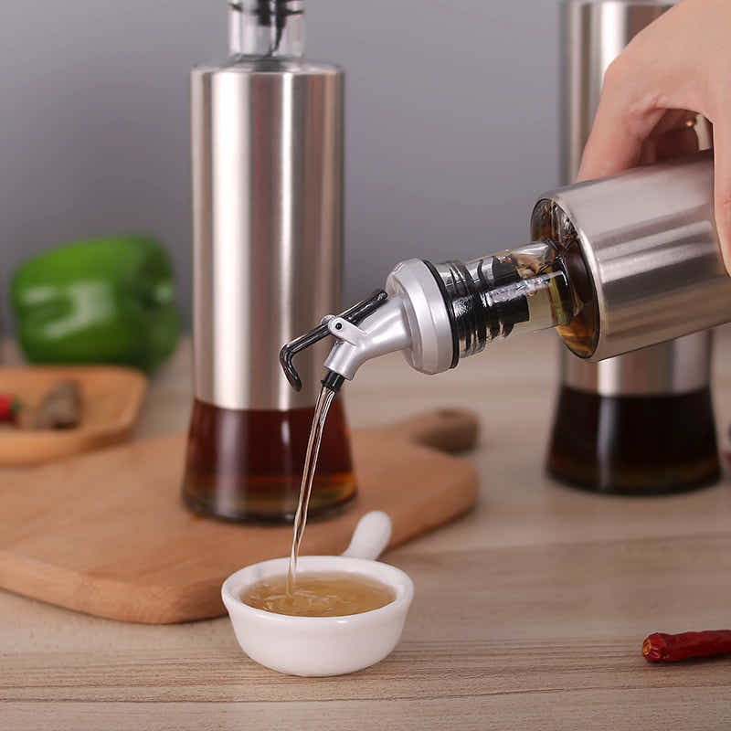DS BS Stainless Steel Kitchen 3Pc Oil Sauce Dispenser Bottle Set