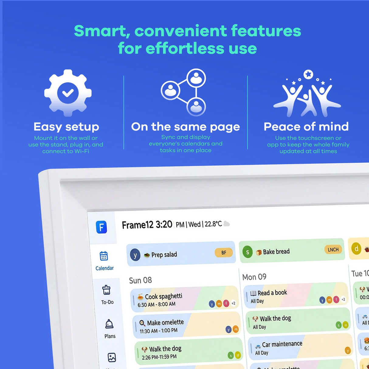 DS BD WiFi Wall Digital Calendar Planner 15.6 Inch Chore Chart Family Meal
