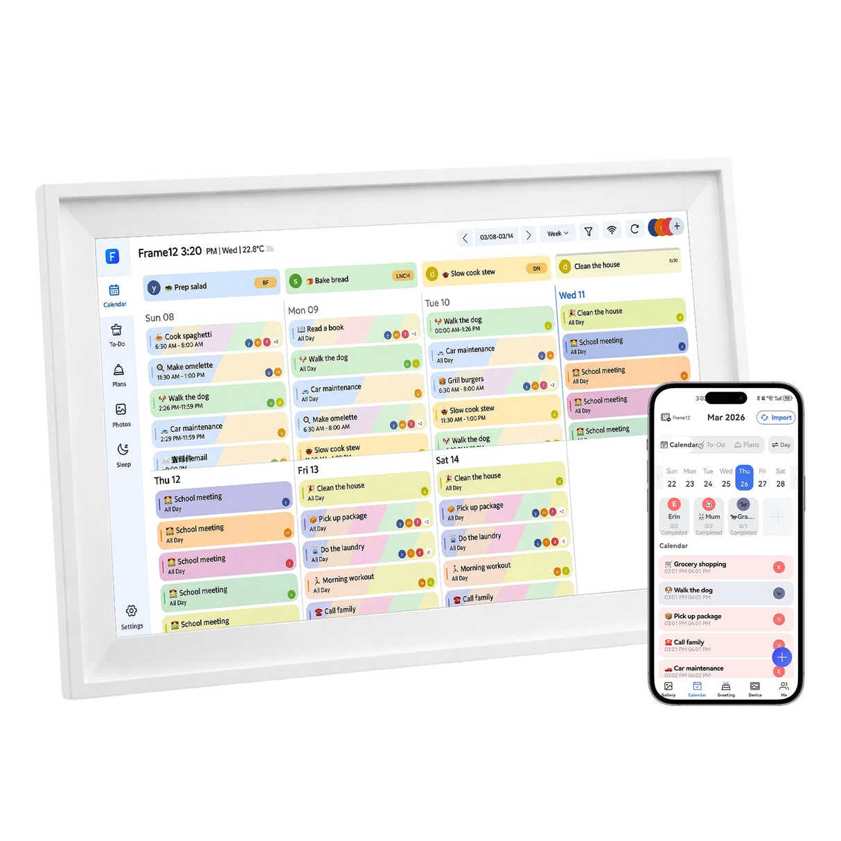 DS BD WiFi Wall Digital Calendar Planner 15.6 Inch Chore Chart Family Meal