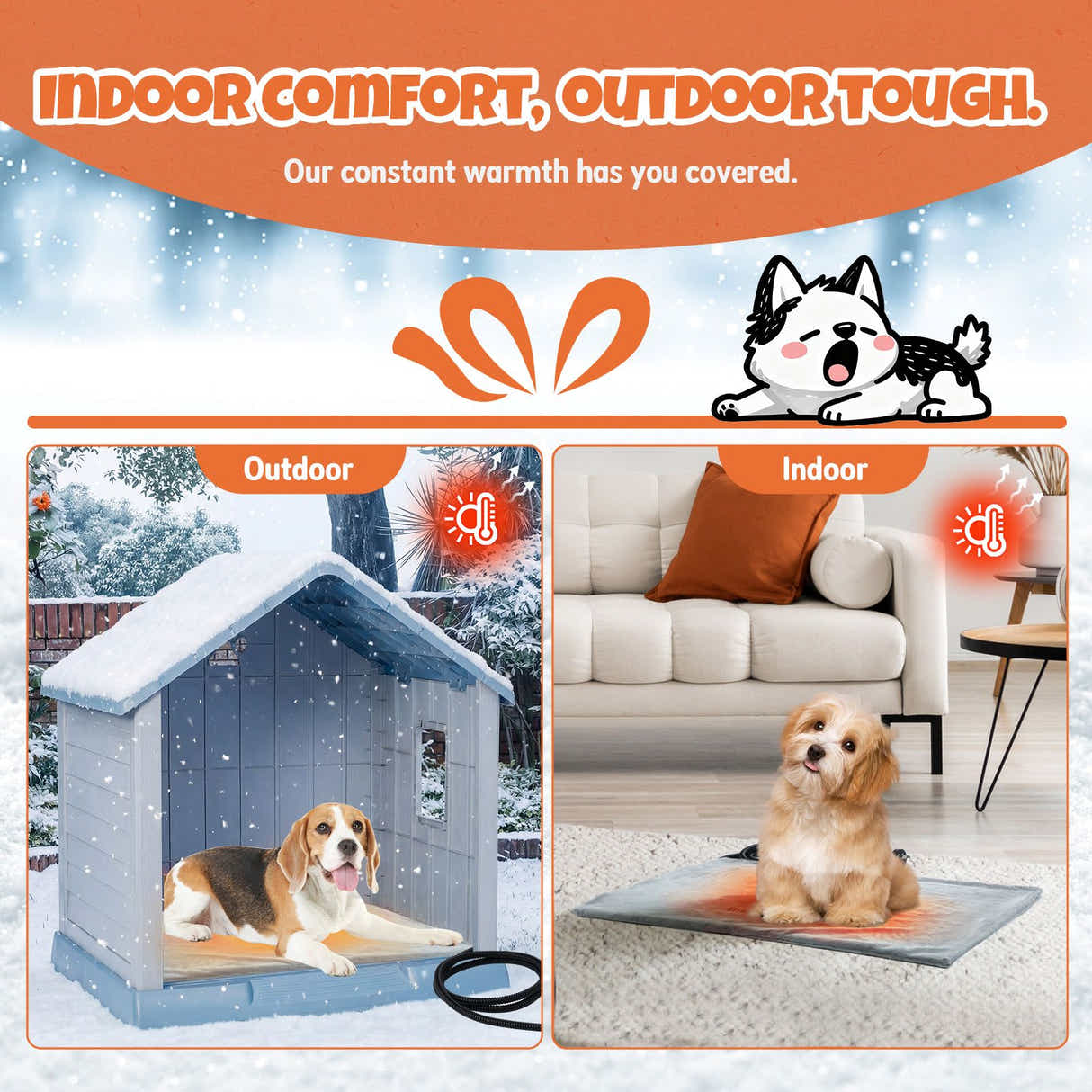 DS BD Pet Dog Heating Pad Heated Cat Bed Blanket Waterproof Electric Heater60x45