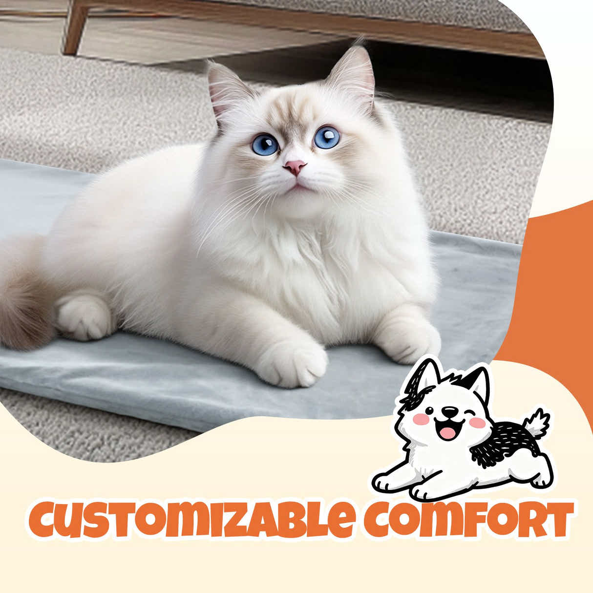 DS BD Pet Dog Heating Pad Heated Cat Bed Blanket Waterproof Electric Heater60x45