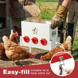 DS BD Chicken Bird Feeder 12L Automatic Gravity Food Dispenser 6 PVC Ports