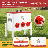 DS BD Chicken Bird Feeder 12L Automatic Gravity Food Dispenser 6 PVC Ports