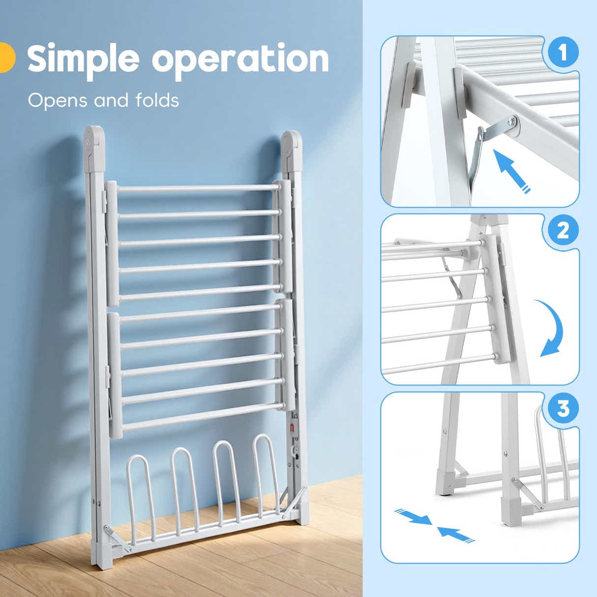 DS BD Heated Clothes Airer Dryer 2 in 1 Electric Towel Rail Laundry Shoe Heater