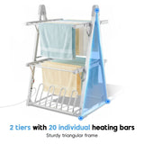 DS BD Heated Clothes Airer Dryer 2 in 1 Electric Towel Rail Laundry Shoe Heater
