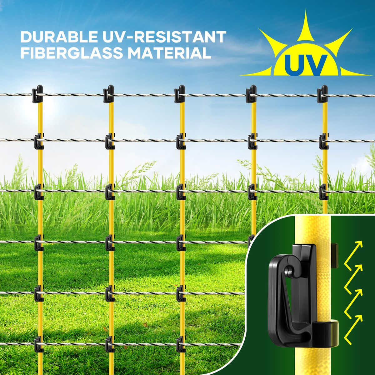 DS BD Electric Fence Post 20pcs 127cm Tread Step In Wire Temporary FencingGarden